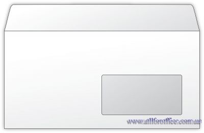 Конверт почтовый с окном Е65 офсет, отрывная лента купить Киев, заказать по низкой цене конверт евро с окном Е65 офсет скл, купить евро конверт с окном Е65